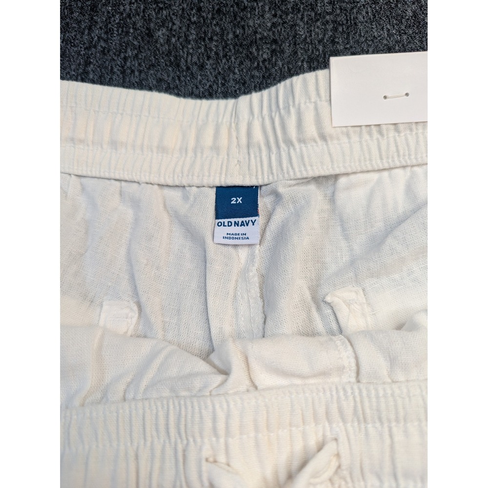 Old‎ Navy Womens 2X High Rise Linen Blend Shorts Cream Off White 3.5 Inseam NWT - Picture 2 of 6
